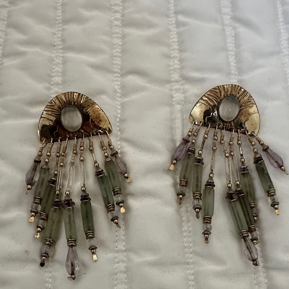 Vintage Jade and Amythist Earrings